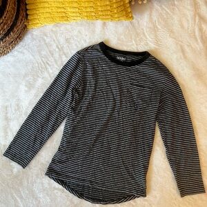 Cat & Jack Black and Gray Striped Long Sleeve Tee
